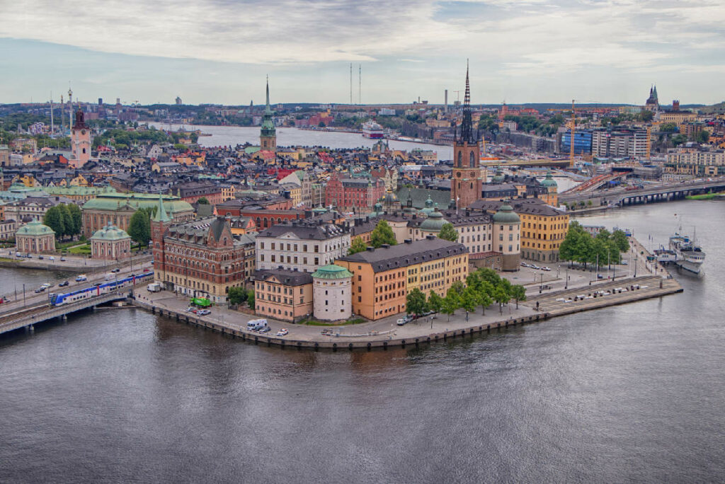 Blick vom Rathausturm auf Riddarholmen