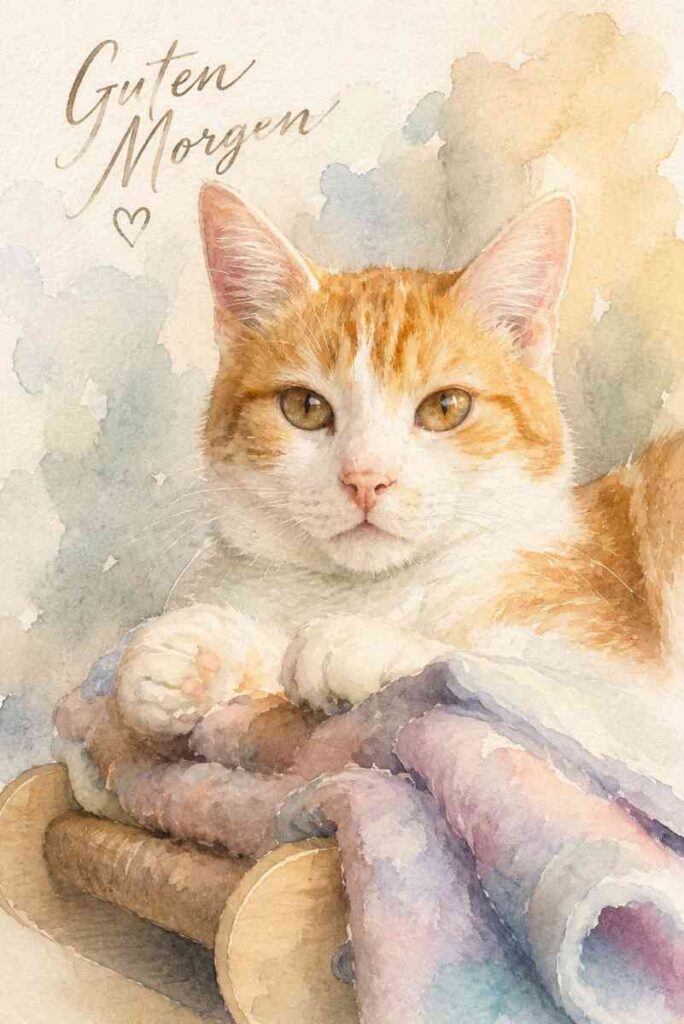 KI-generiertes Aquarell einer Katze, erstellt aus einem Handyfoto