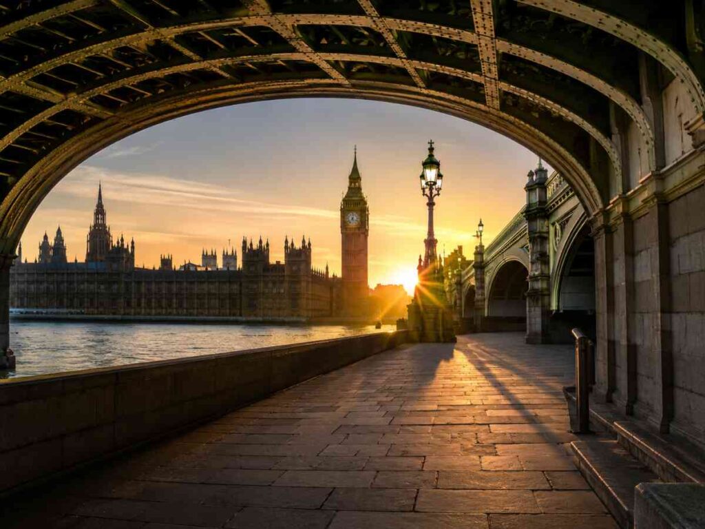 KI-generiertes Bild von Big Ben und Westminster Bridge, erster Versuch