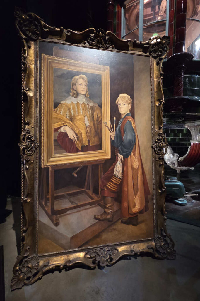 Gilderoy Lockharts Selbstporträt im Selbstporträt in der Harry Potter Studio Tour London.